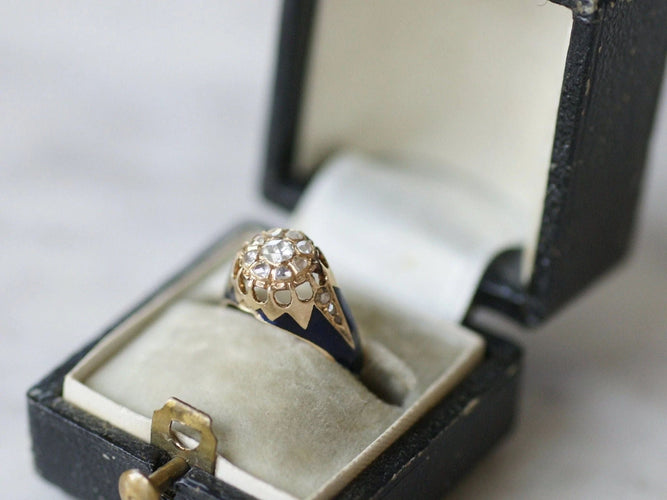 Bague Bague jonc d'enfant émail et diamants 58 Facettes