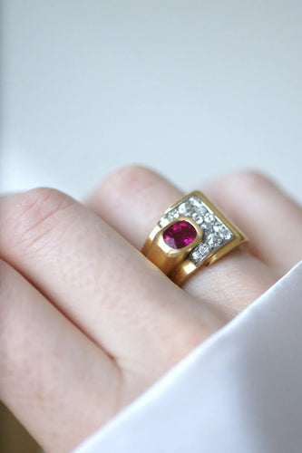 Bague 51 Bague Tank tourmaline rose et diamants 58 Facettes
