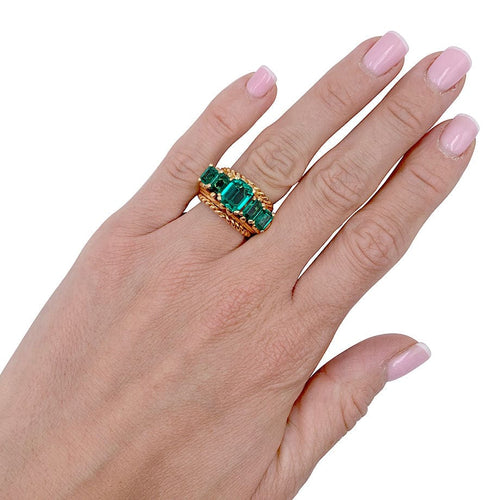 Bague 49 Bague vintage or jaune, émeraudes. 58 Facettes 32325