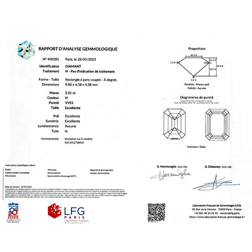Bague 49 Bague diamant taille émeraude, entourage diamants baguettes, platine. 58 Facettes 32516