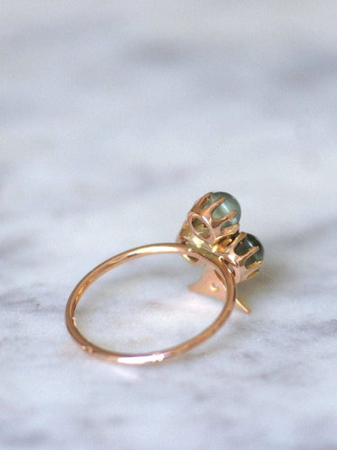 Bague trèfle chrysobéryl oeil de chat et diamants 58 Facettes