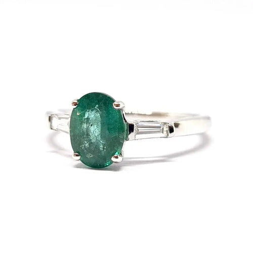 Bague 54 Solitaire Emeraude & Diamants 58 Facettes