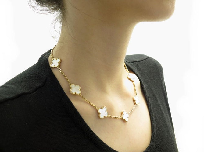 van cleef arpels alhambra necklace 10 motifs 18k gold mother-of