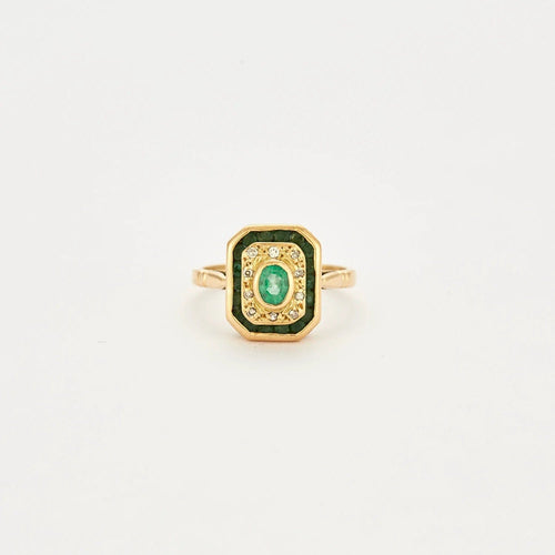 Bague 53 Bague Art Deco, émeraudes et diamants 58 Facettes BO/230040/