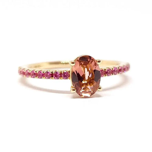 Bague Bague tourmaline saphirs rose or rose 58 Facettes
