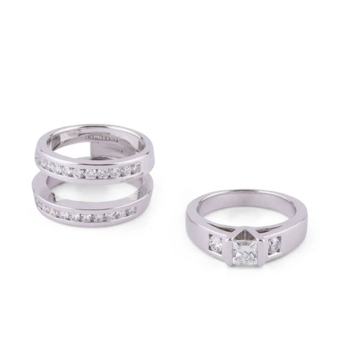 Bague Bague or gris et diamant princesse 58 Facettes 1