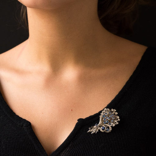 Broche Broche bouquet saphirs diamants 58 Facettes 19-564