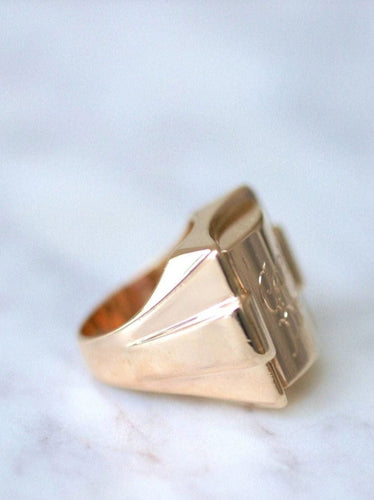 Bague Bague chevalière Carpe Diem Tank or rose 58 Facettes