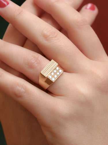 Bague 56 Bague chevalière Or jaune Diamants 58 Facettes J131