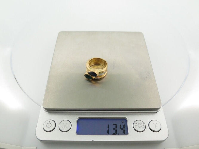 Bague 49 bague toi & moi 49 en or jaune 18k emeraude saphir et diamants 58 Facettes 253447