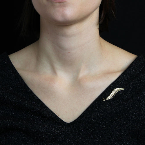 Broche Broche or jaune d'occasion feuille de fougère 58 Facettes CVBR60