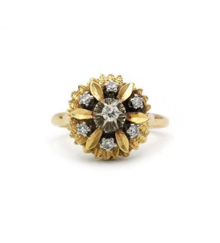 Bague 52 / Jaune / Or 750 Bague 7 Diamants 58 Facettes R220057