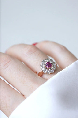 Bague Bague marguerite saphir rose, diamants 58 Facettes
