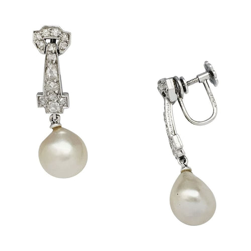 Boucles d'oreilles Boucles d'oreilles Mellerio dits Meller en or, platine, diamants et perles. 58 Facettes 31910