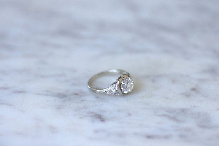 Bague Solitaire Art Déco géométrique diamant 58 Facettes