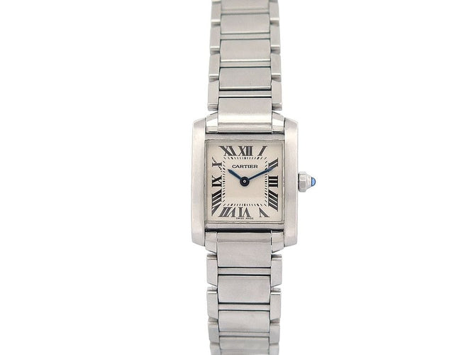 Montre montre CARTIER tank francaise pm acier quartz + etui lady 58 Facettes 255322