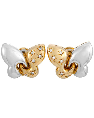 Boucles d'oreilles Boucles d'oreilles clips papillon Bulgari Farfalle diamants or blanc et jaune 58 Facettes