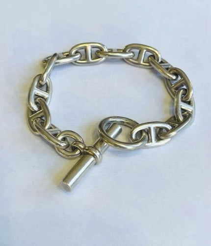 Bracelet Bracelet Hèrmes, maille chaine d'ancre en argent 58 Facettes