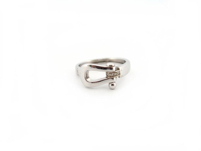 Bague 49 bague FRED force 10 ruban mini or gris 18k & diamants 58 Facettes 254899