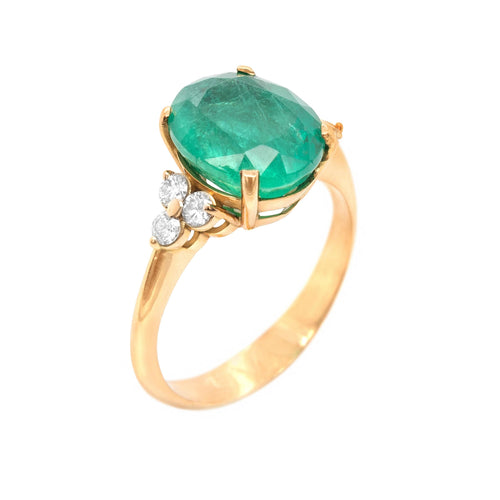 Bague 55 Bague Or Jaune, Emeraude et Diamants 58 Facettes 61600013