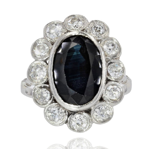 Bague 54 Bague ancienne pompadour saphir diamants 58 Facettes 21-795