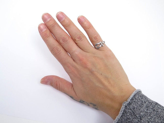 Bague 49 bague FRED force 10 ruban mini or gris 18k & diamants 58 Facettes 254899