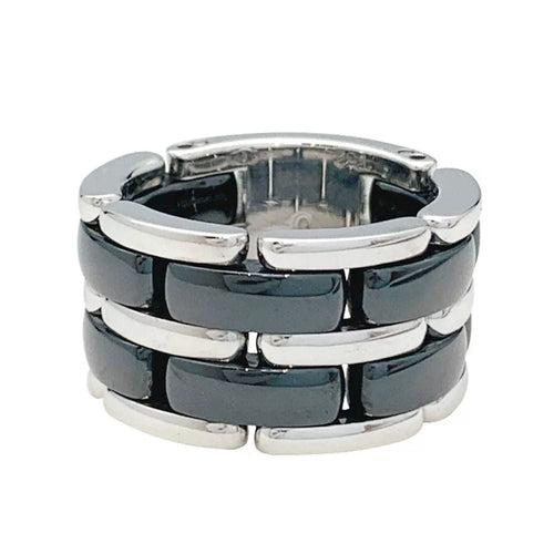 Bague 55 Bague Chanel "Ultra" grand modèle en or blanc et céramique noire. 58 Facettes 31521