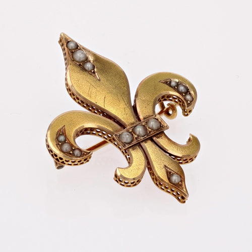 Broche Broche or jaune perles fines fleur de lys 58 Facettes 13-073