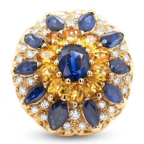 Bague Bague or jaune saphirs bleus diamants 58 Facettes 61100121