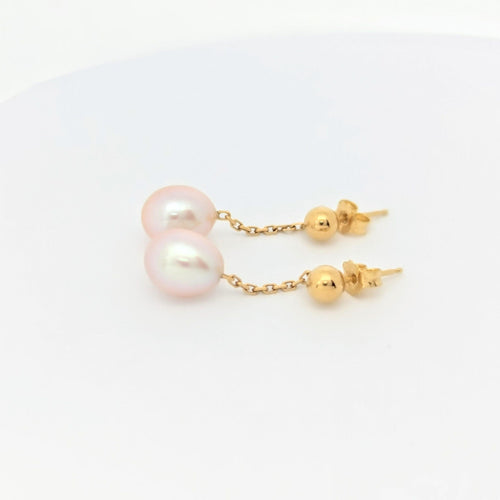 Boucles d'oreilles Boucles d'oreilles Or jaune Perle rose 58 Facettes 27964