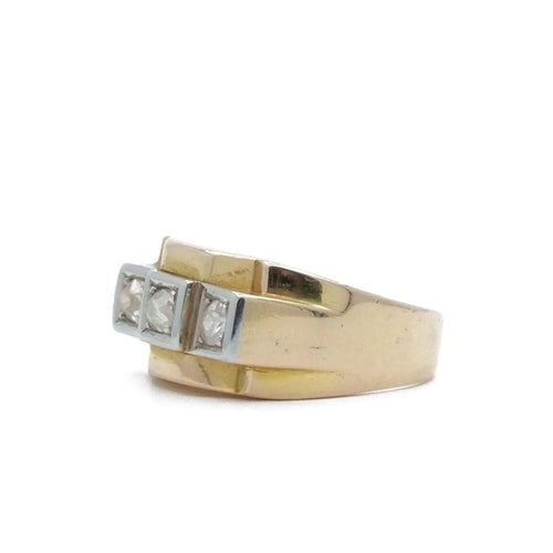 Bague 52.5 Bague tank 2 Ors Diamants 58 Facettes REF2203-3