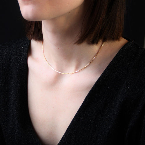 Collier Chaine or jaune maille cube 58 Facettes 15-439A