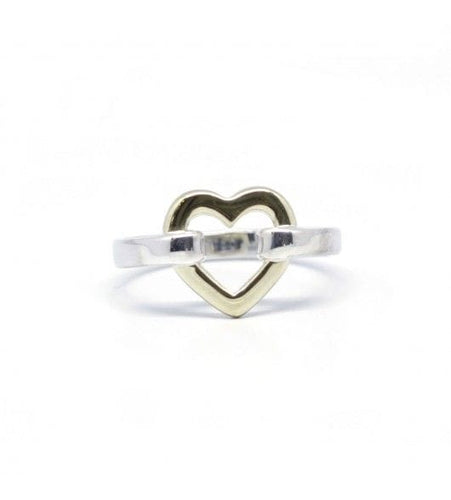 Bague 49 / Jaune et blanc / Or 750 et Argent 925 Bague "petit coeur" - TIFFANY & CO 58 Facettes 190109R