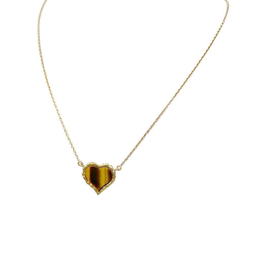 Collier Collier pendentif, "Coeur", or jaune, oeil de tigre. 58 Facettes 32133