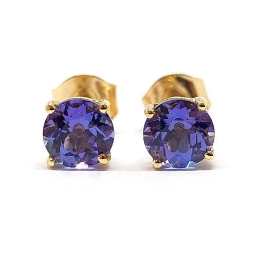 Boucles d'oreilles Boucles d'oreilles tanzanites or jaune 58 Facettes