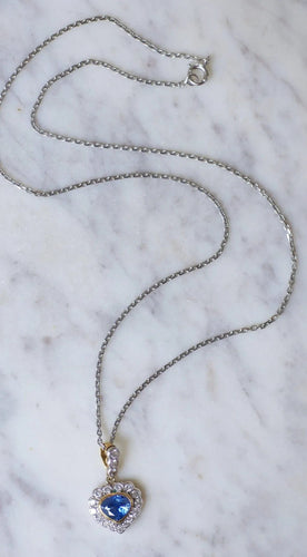 Pendentif Collier Pendentif Cœur 2 Ors Saphir Ceylan Diamants 58 Facettes