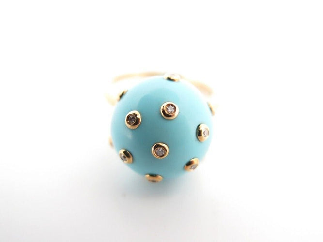 Bague 54 bague VICTORIA CASAL tac tac t54 or jaune pierre turquoise diamants 58 Facettes 253613