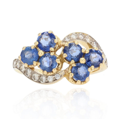 Bague 48 Bague ancienne trèfles de saphirs et diamants 58 Facettes 22-215