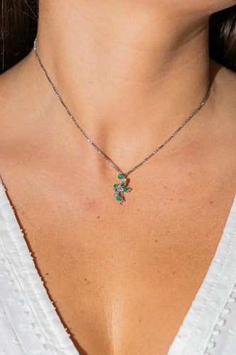 Collier Collier Pendentif Or Blanc Emeraude 58 Facettes 2601197CN