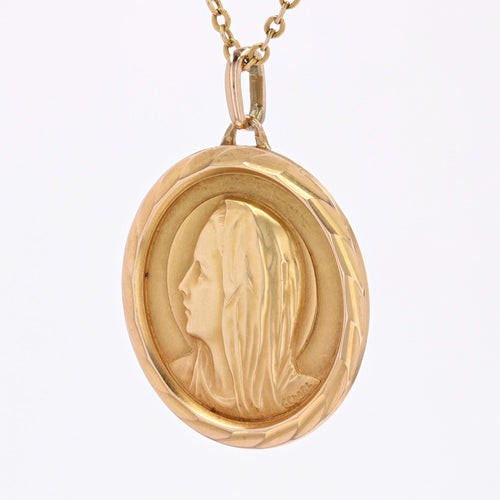 Pendentif Médaille or jaune Vierge Marie auréolée 58 Facettes CVP65