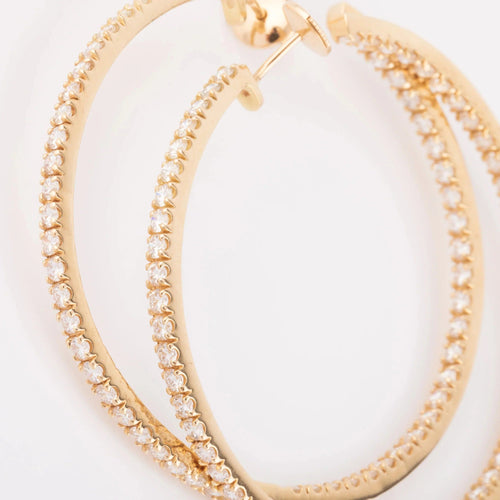 Boucles d'oreilles Créoles Or Jaune Pavées de Diamants 58 Facettes