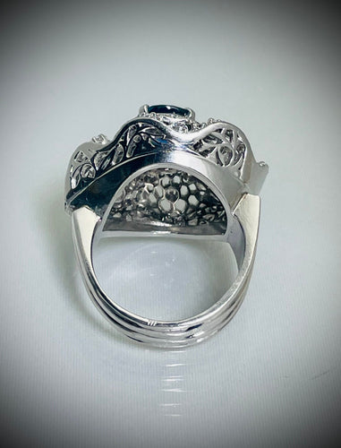 Bague 53 Bague Dentelles Saphir et Diamants 1950 58 Facettes