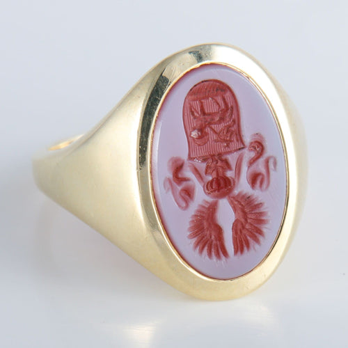 Bague 56 Bague Chevalière Cornaline gravée 58 Facettes 432.2