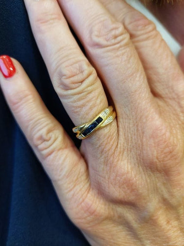 Bague 53 BAGUE MODERNE SAPHIRS ET DIAMANTS 58 Facettes 071281