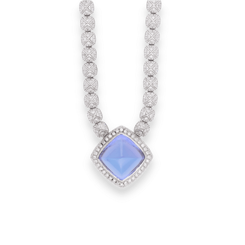 Collier Collier FRED "Pain de sucre" or gris, tanzanite & diamants 58 Facettes