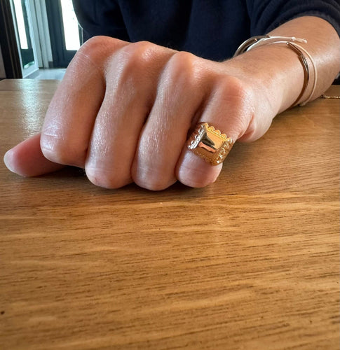 Bague 50.5 Chevalière Or Rose 58 Facettes