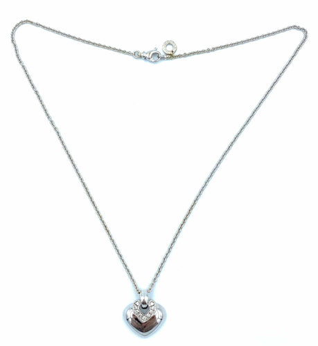 Collier Bvlgari. Pendentif Doppio Cuore or blanc et diamants 58 Facettes