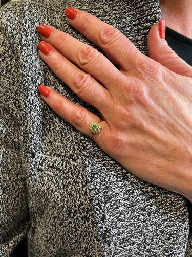 Bague 50 BAGUE MARGUERITE ÉMERAUDE ET DIAMANTS 58 Facettes 058711