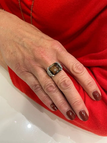 Bague BAGUE STYLE ART-DÉCO QUARTZ FUMÉ ET DIAMANTS 58 Facettes 056221