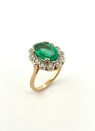 Bague 57 Bague Pompadour émeraude naturelle et diamants 58 Facettes